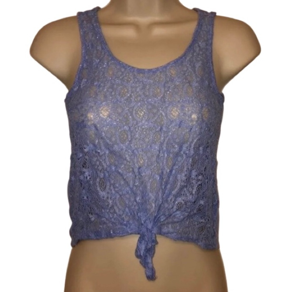Charlotte Russe Sheer Lace Knot Tank Top